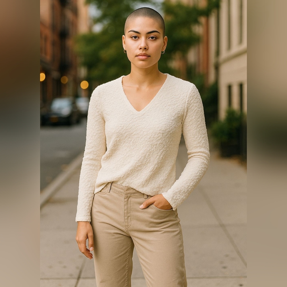Abercrombie & Fitch Off-White V-Neck Sweater